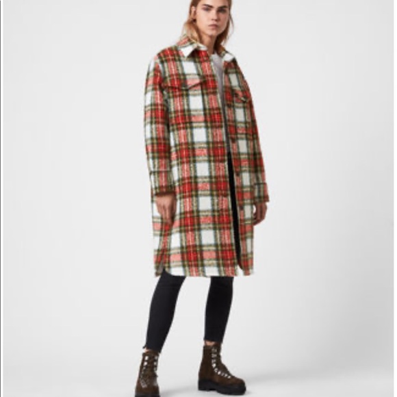 AllSaints Nia Wool Blend Check Coat size 8 - Picture 4 of 7